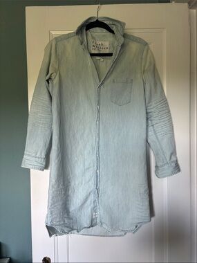 Frank & Eileen Pale Blue Denim Button-Down Shirt Dress